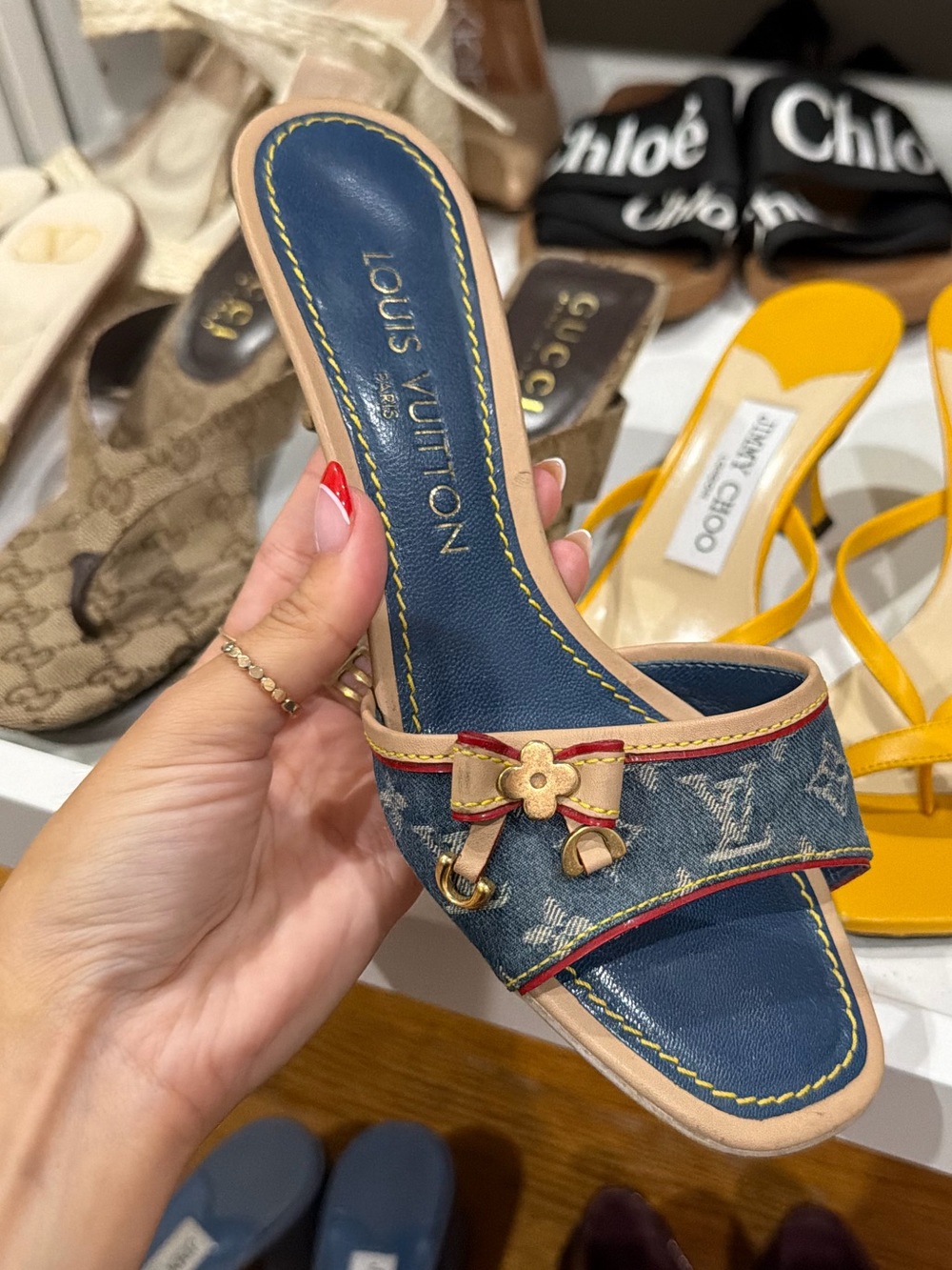 Louis Vuitton Blue Denim Slide Sandal